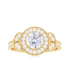 Vintage Inspired Cubic Zirconia Gold Engagement Ring Zircon - ( AAAA ) - Quality - Rosec Jewels