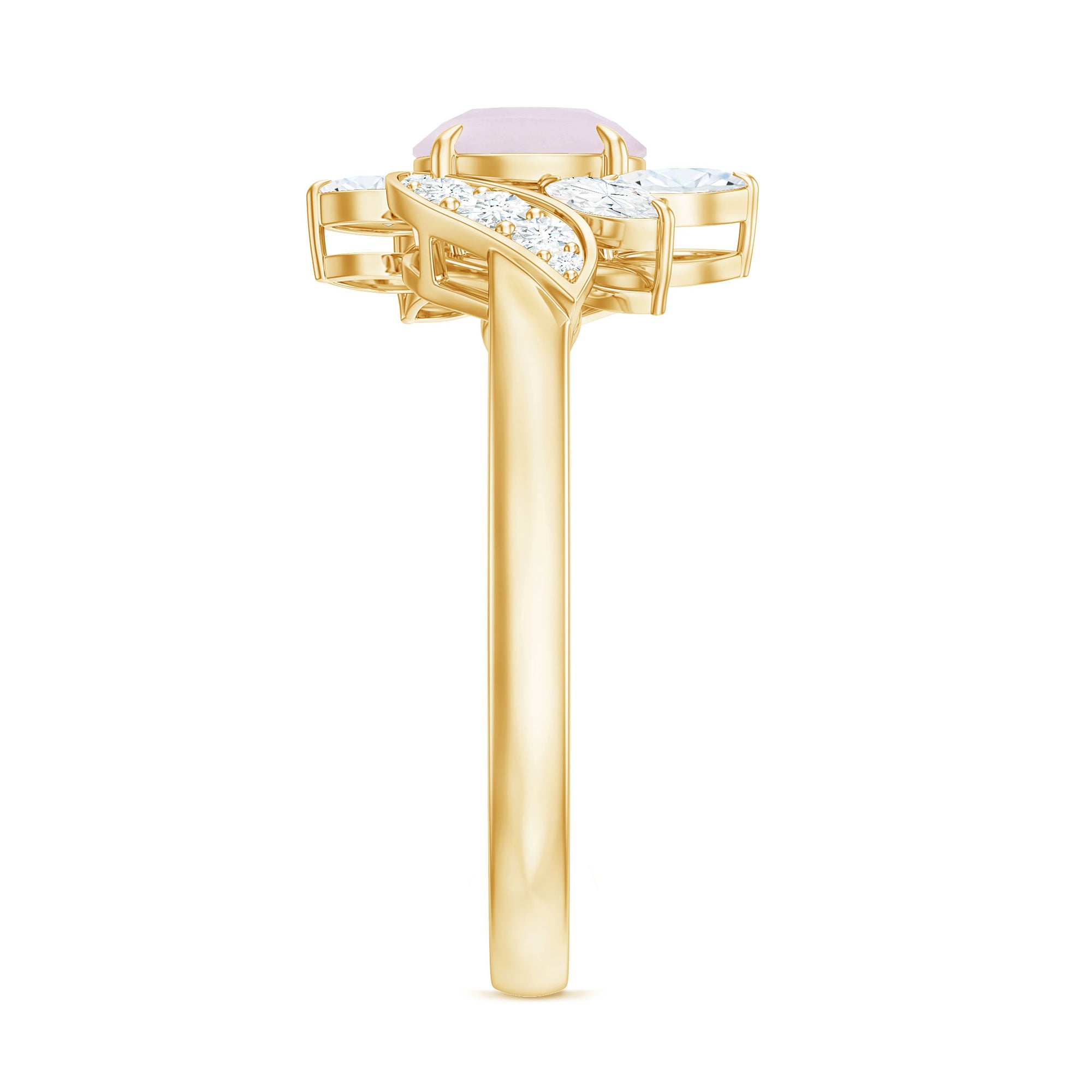 1.25 CT Rose Quartz Flower Engagement Ring with Diamond Rose Quartz - ( AAA ) - Quality - Rosec Jewels