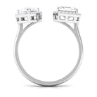 Moissanite Halo Two Stone Engagement Ring Moissanite - ( D-VS1 ) - Color and Clarity - Rosec Jewels