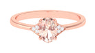 0.75 CT Oval Morganite Solitaire Ring with Diamond Accent Morganite - ( AAA ) - Quality - Rosec Jewels