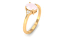 0.75 CT Oval Rose Quartz Solitaire Ring with Diamond Accent Rose Quartz - ( AAA ) - Quality - Rosec Jewels