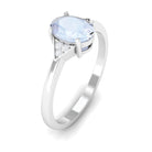 1 CT Oval Moonstone Solitaire Ring with Diamond Accent Moonstone - ( AAA ) - Quality - Rosec Jewels