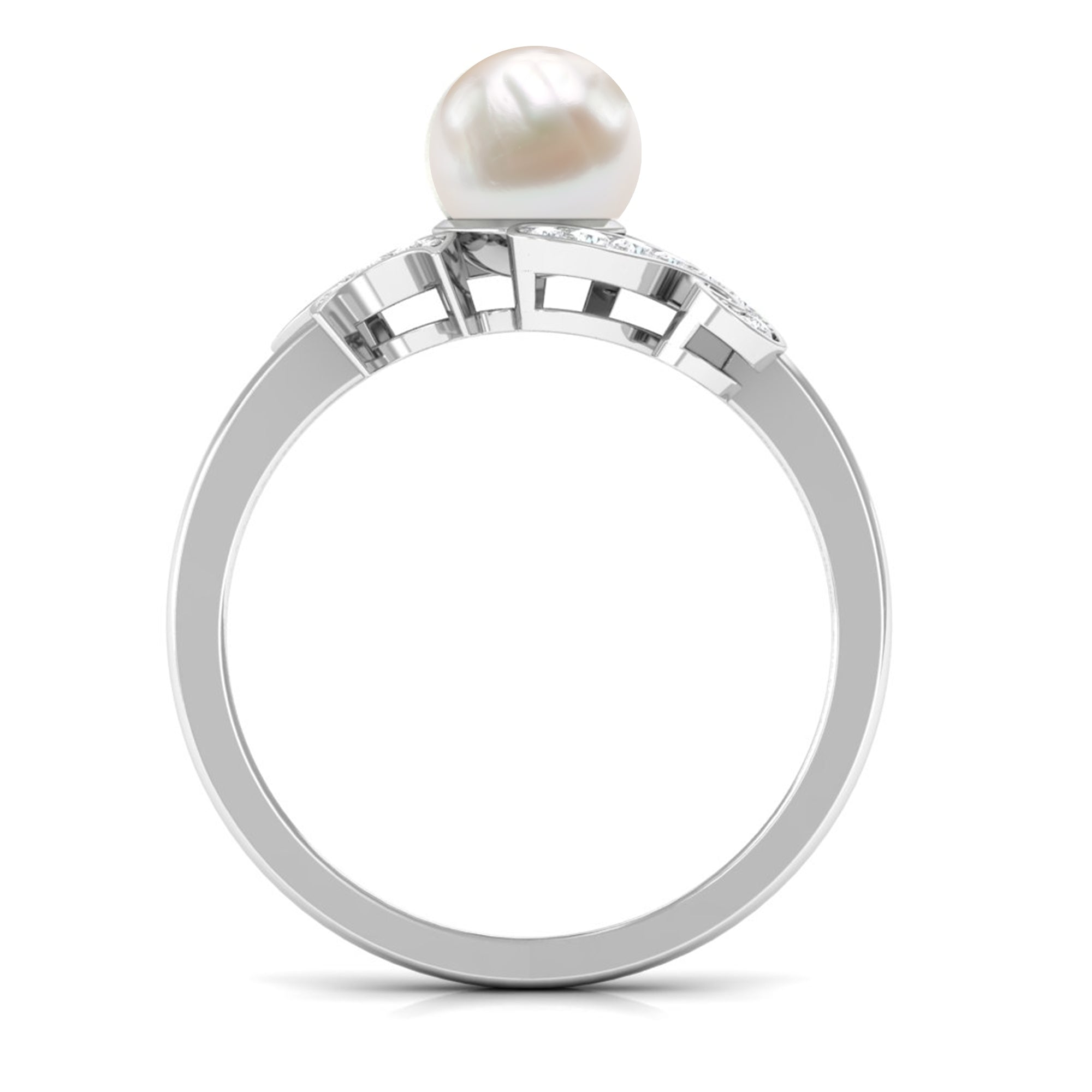 3.25 CT Designer Freshwater Pearl Engagement Ring with Diamond Freshwater Pearl - ( AAA ) - Quality - Rosec Jewels