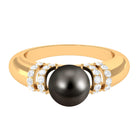 8.75 CT Tahitian Pearl and Diamond Engagement Ring Tahitian pearl - ( AAA ) - Quality - Rosec Jewels