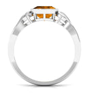 Vintage Style Cushion Citrine Solitaire Ring in Bezel Setting Citrine - ( AAA ) - Quality - Rosec Jewels