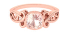 Vintage Style Cushion Morganite Solitaire Ring in Bezel Setting Morganite - ( AAA ) - Quality - Rosec Jewels
