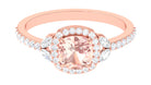 1.75 CT Morganite Halo Engagement Ring with Diamond Morganite - ( AAA ) - Quality - Rosec Jewels