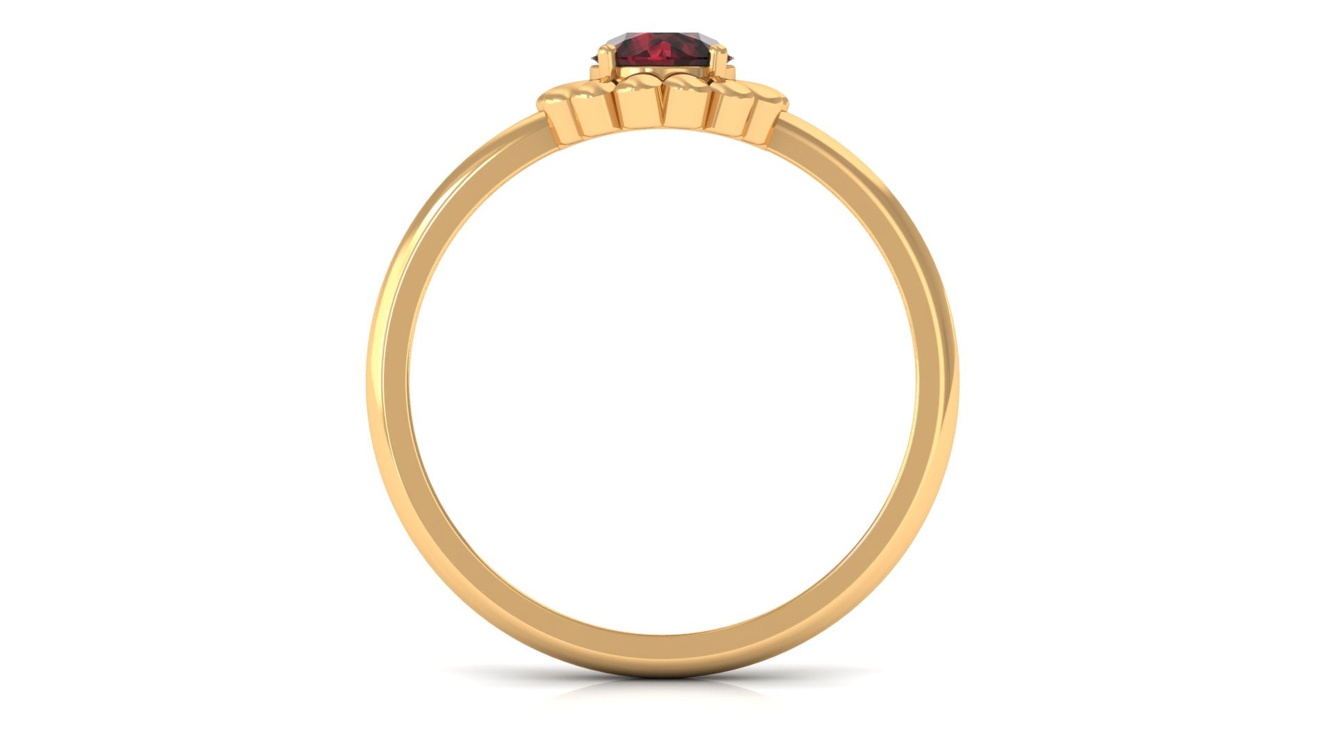 Round Cut Solitaire Garnet Flower Ring Garnet - ( AAA ) - Quality - Rosec Jewels