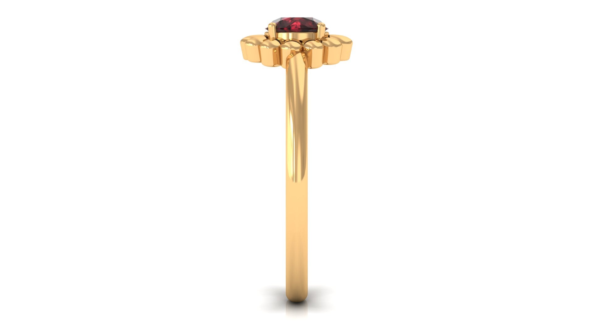 Round Cut Solitaire Garnet Flower Ring Garnet - ( AAA ) - Quality - Rosec Jewels