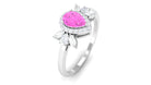 1 CT Pear Shape Pink Sapphire Engagement Ring with Diamond Accent Pink Sapphire - ( AAA ) - Quality - Rosec Jewels