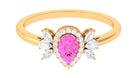 1 CT Pear Shape Pink Sapphire Engagement Ring with Diamond Accent Pink Sapphire - ( AAA ) - Quality - Rosec Jewels