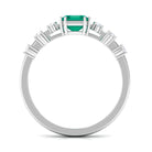 1.5 CT Octagon shape Emerald Engagement Ring with Diamond Side Stones Emerald - ( AAA ) - Quality - Rosec Jewels
