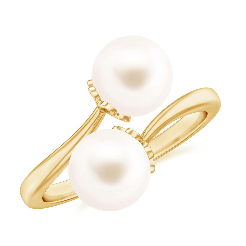 6 CT Two Stone Freshwater Pearl Wrap Ring in Gold Freshwater Pearl - ( AAA ) - Quality - Rosec Jewels