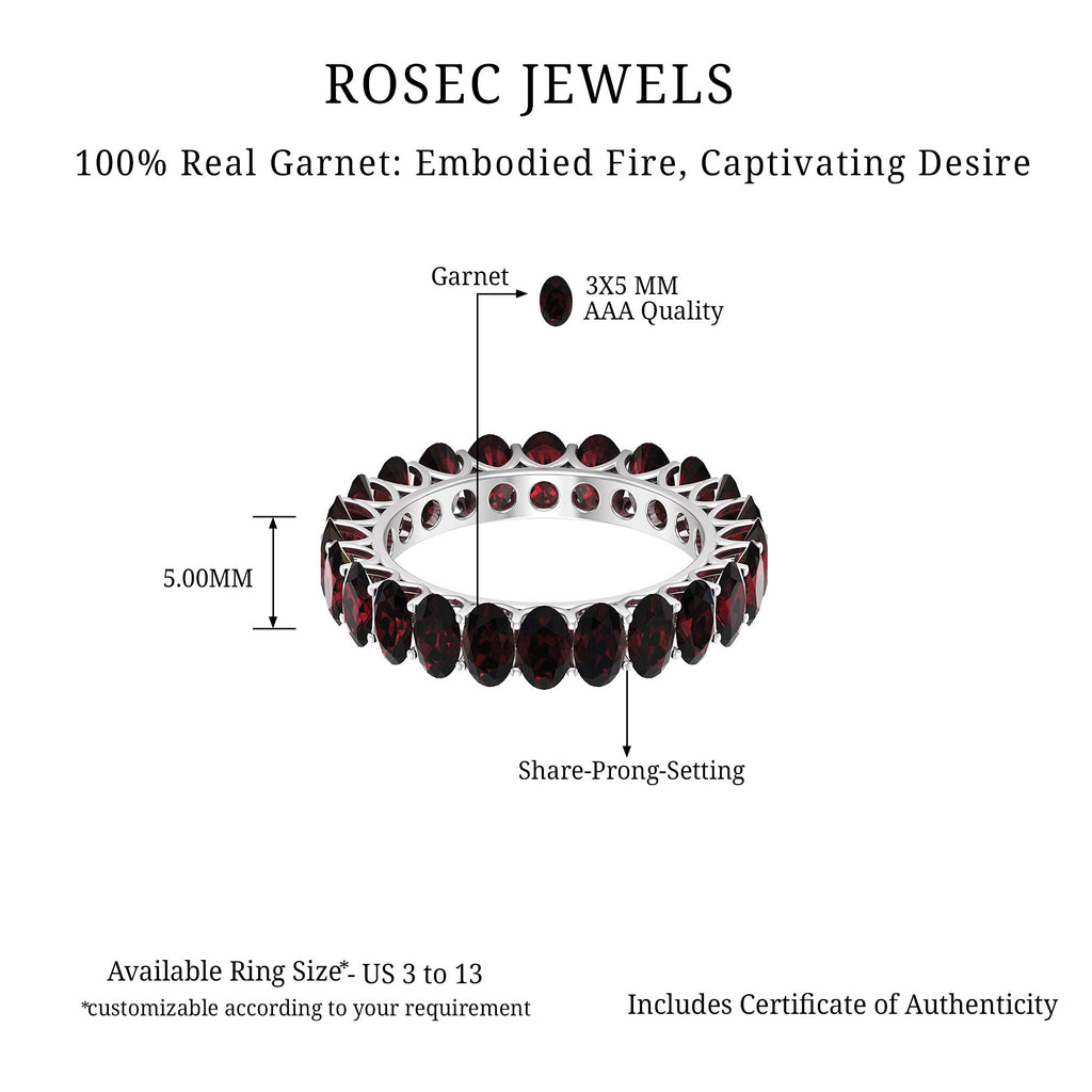 8.5 CT Oval Garnet Full Eternity Ring in Shared Prong Setting Garnet - ( AAA ) - Quality - Rosec Jewels