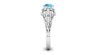 1 CT Vintage Inspired Swiss Blue Topaz Engagement Ring with Diamond Swiss Blue Topaz - ( AAA ) - Quality - Rosec Jewels