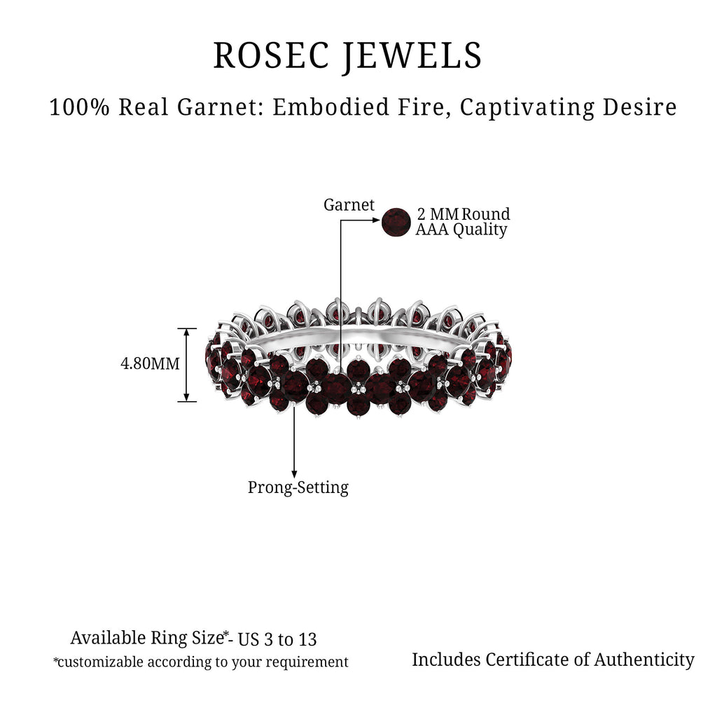 Prong Set Real Garnet Full Eternity Band Ring Garnet - ( AAA ) - Quality - Rosec Jewels