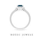 1.50 CT Oval Shape London Blue Topaz Engagement Ring with Diamond Halo London Blue Topaz - ( AAA ) - Quality - Rosec Jewels