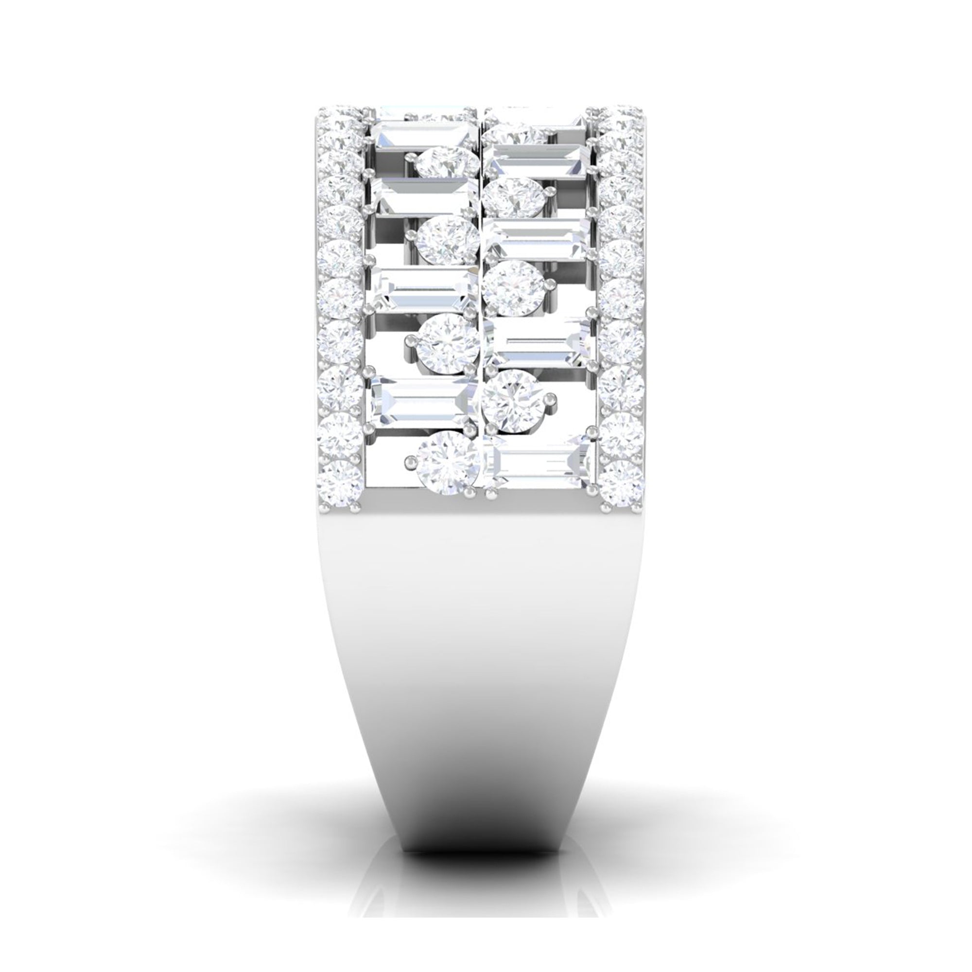 Designer Round and Baguette Cut Zircon Wedding Band Zircon - ( AAAA ) - Quality - Rosec Jewels