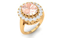 Vintage Morganite Crown Engagement Ring with Halo Moissanite Morganite - ( AAA ) - Quality - Rosec Jewels