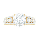 Round Shape Moissanite Solitaire Engagement Ring with Side Stones Moissanite - ( D-VS1 ) - Color and Clarity - Rosec Jewels