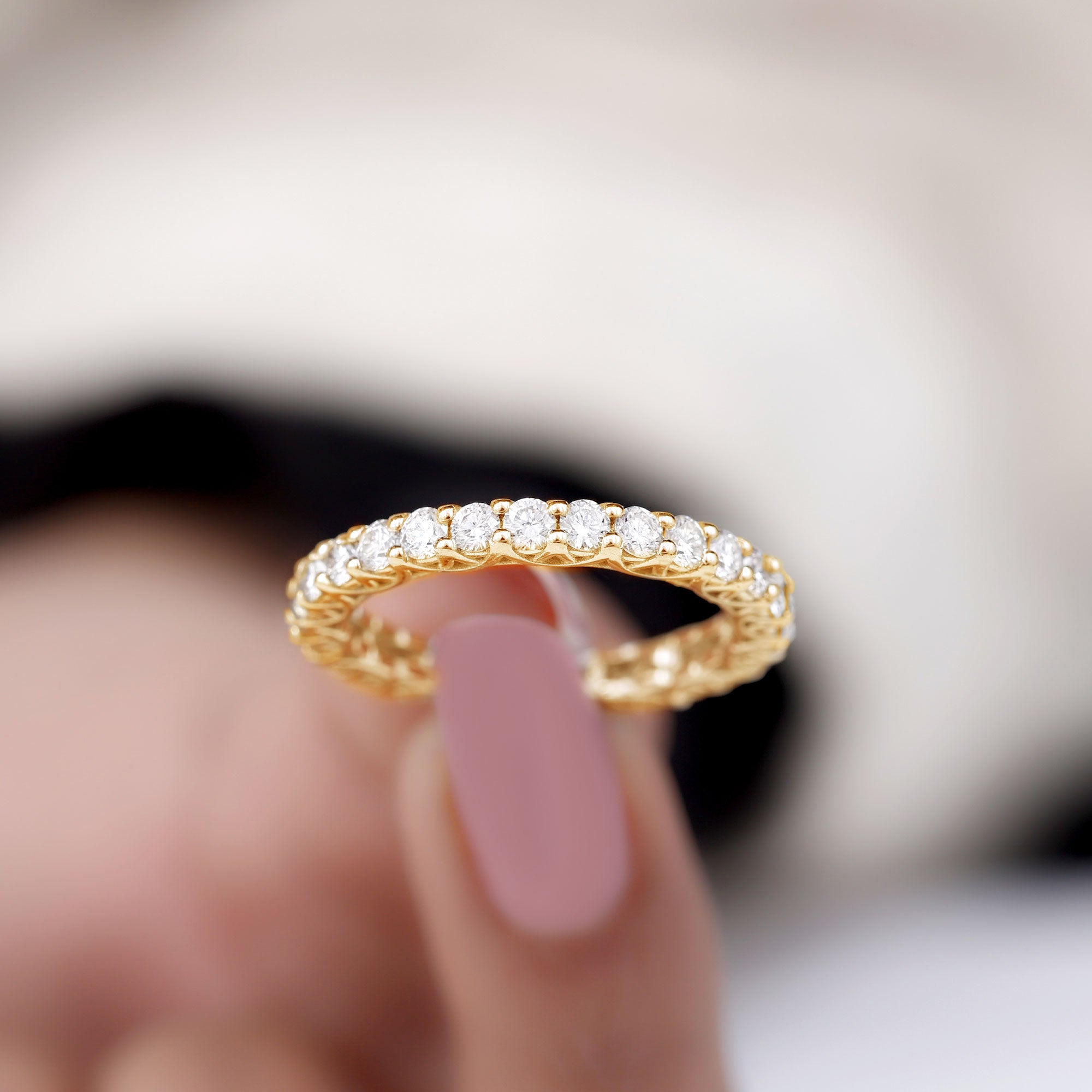 1.50 CT Certified Zircon Gold Full Eternity Ring Zircon - ( AAAA ) - Quality - Rosec Jewels