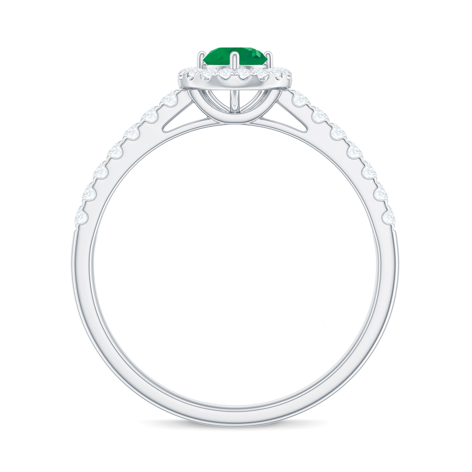 1 CT Minimal Emerald Engagement Ring with Diamond Emerald - ( AAA ) - Quality - Rosec Jewels