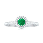 1 CT Minimal Emerald Engagement Ring with Diamond Emerald - ( AAA ) - Quality - Rosec Jewels
