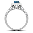 2 CT London Blue Topaz and Diamond Engagement Ring with Milgrain Details London Blue Topaz - ( AAA ) - Quality - Rosec Jewels