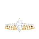 Marquise Cut Certified Moissanite Solitaire Engagement Ring in Gold Moissanite - ( D-VS1 ) - Color and Clarity - Rosec Jewels