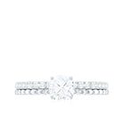 Cushion Cut Certified Moissanite Solitaire Engagement Ring in Gold Moissanite - ( D-VS1 ) - Color and Clarity - Rosec Jewels