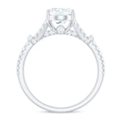 Oval Cut Moissanite Solitaire Engagement Ring in Split Shank Moissanite - ( D-VS1 ) - Color and Clarity - Rosec Jewels