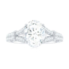 Oval Cut Moissanite Solitaire Engagement Ring in Split Shank Moissanite - ( D-VS1 ) - Color and Clarity - Rosec Jewels