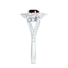 Flower Inspired Garnet Bypass Engagement Ring with Diamond Garnet - ( AAA ) - Quality - Rosec Jewels