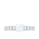 Cushion Cut Moissanite Solitaire Ring with Side Stones Moissanite - ( D-VS1 ) - Color and Clarity - Rosec Jewels