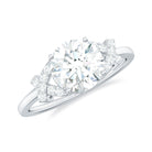Round Cut Moissanite Solitaire Ring in Spilt Shank Moissanite - ( D-VS1 ) - Color and Clarity - Rosec Jewels
