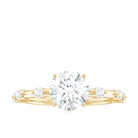 Large Round Shape Moissanite Solitaire Engagement Ring in Gold Moissanite - ( D-VS1 ) - Color and Clarity - Rosec Jewels