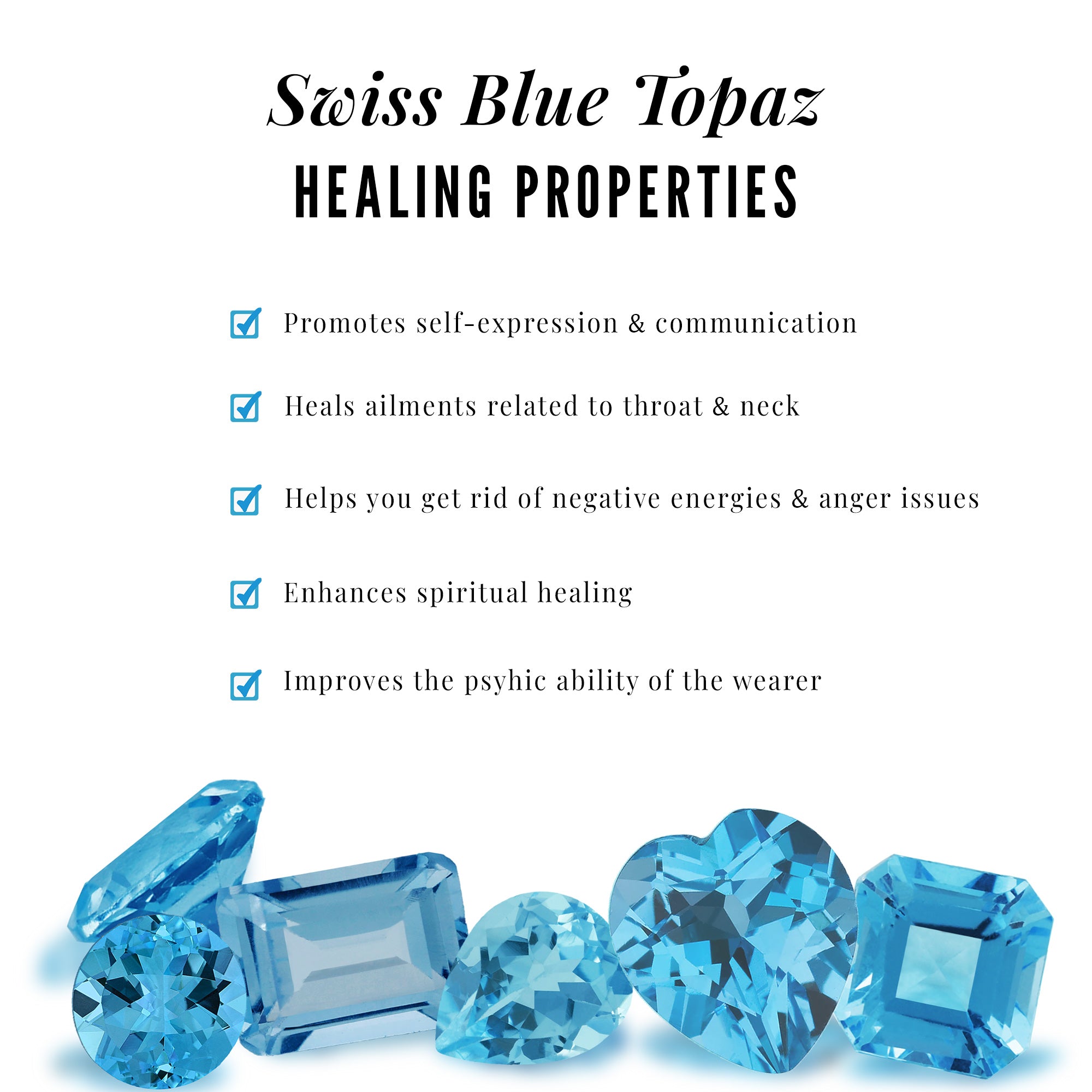 Natural Swiss Blue Topaz Half Eternity Ring with Diamond Swiss Blue Topaz - ( AAA ) - Quality - Rosec Jewels