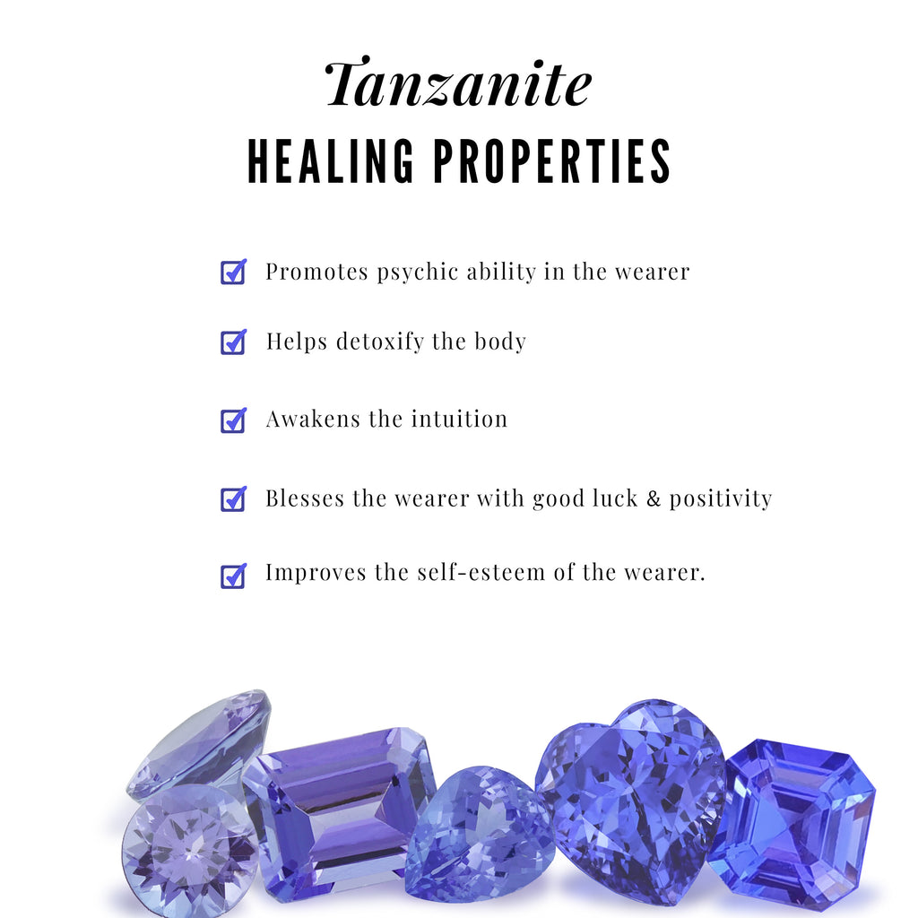 Round Tanzanite Solitaire Flower Stud Earrings Tanzanite - ( AAA ) - Quality - Rosec Jewels